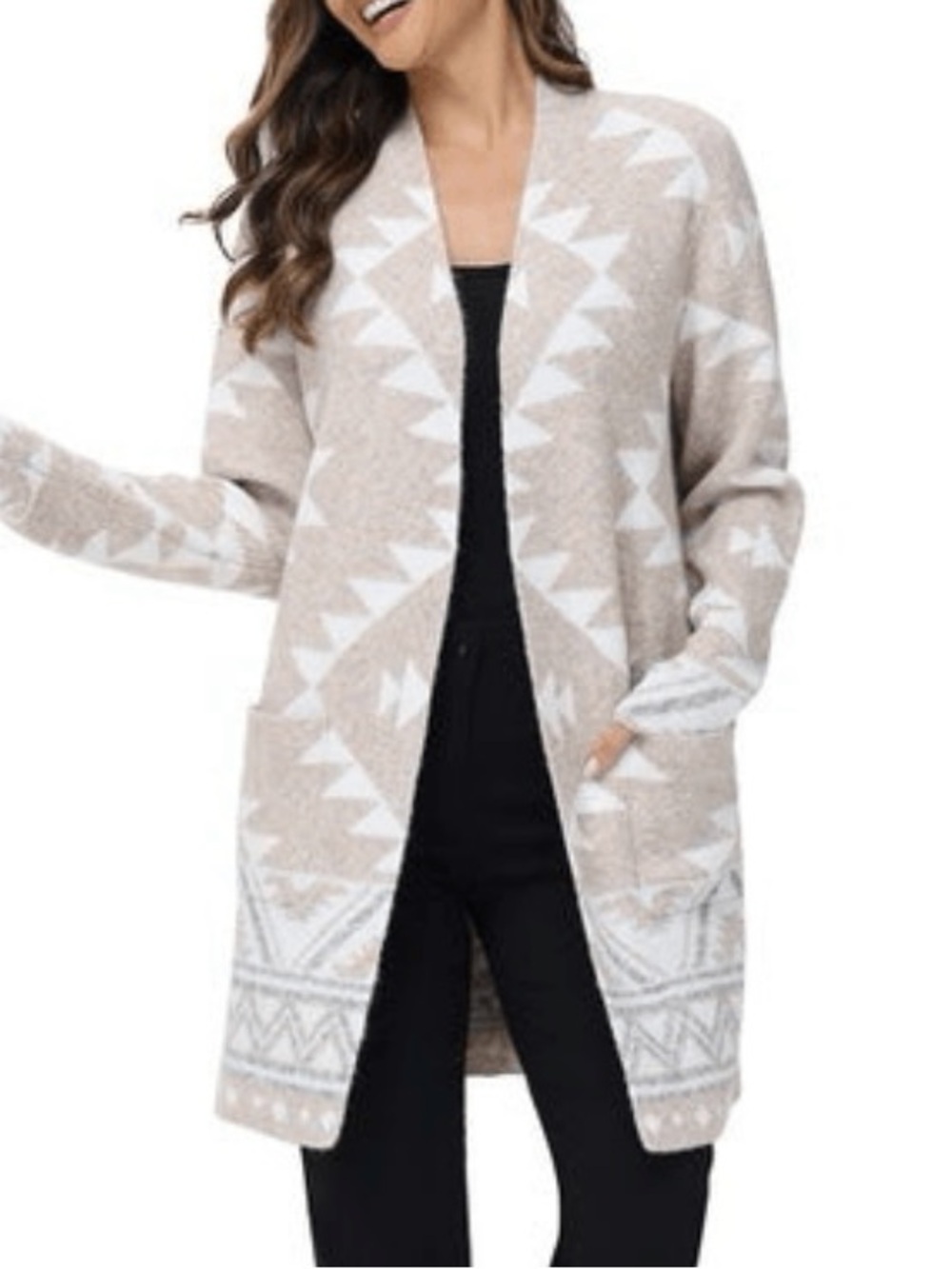Frye Bohemian Southwest Aztec Open-Front Cardigan
